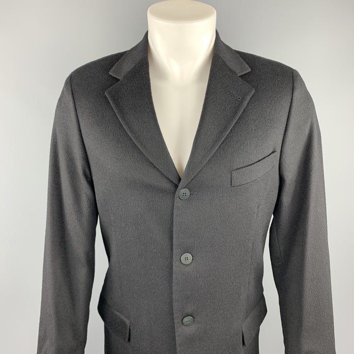 ZANETTI Size 40 Regular Black Cashmere / Wool Sport Coat