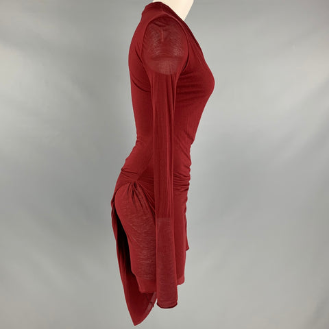 HELMUT LANG Taille S Robe à manches longues en modal bordeaux