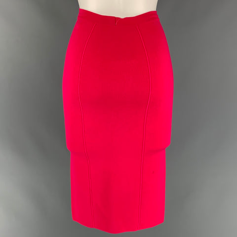 GIORGIO ARMANI Size 0 Fuchsia Viscose / Polyester Mid-Calf Pencil Skirt