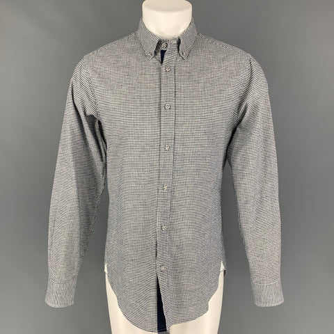OFFICINE GENERALE Size M Black White Checkered Flannel Long Sleeve Shirt