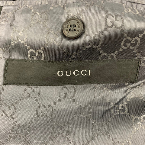 GUCCI Size 42 Grey Black Velvet Shawl Collar Sport Coat
