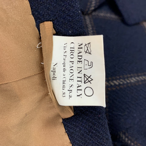 KITON Taille 44 Marine Taupe Fenêtre Pane Cachemire Notch revers Manteau de sport