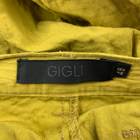 GIGLI Size 30 Chartreuse Wrinkled Cotton Blend Zip Fly Casual Pants