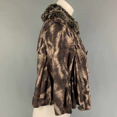 COMME des GARCONS Taille S Cape Courte Marbrée Polyester Marron Taupe