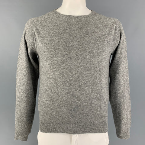 BALENCIAGA Size L Grey Lana Wool Cashmere Crew-Neck Pullover