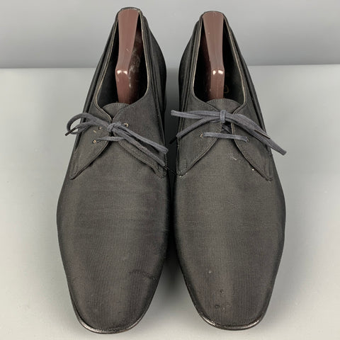 BALLY Size 11.5 Black Textured Fabric Lace Up Shoes
