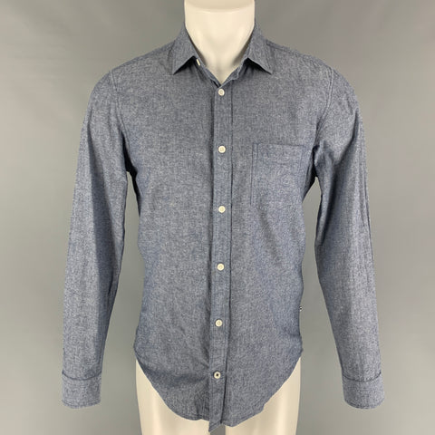 NN07 Size S Blue Cotton Button Up Long Sleeve Shirt