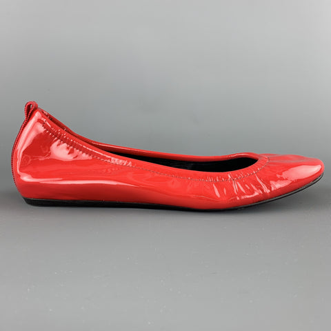 LANVIN Size 10 Red Patent Leather Ballet Flats
