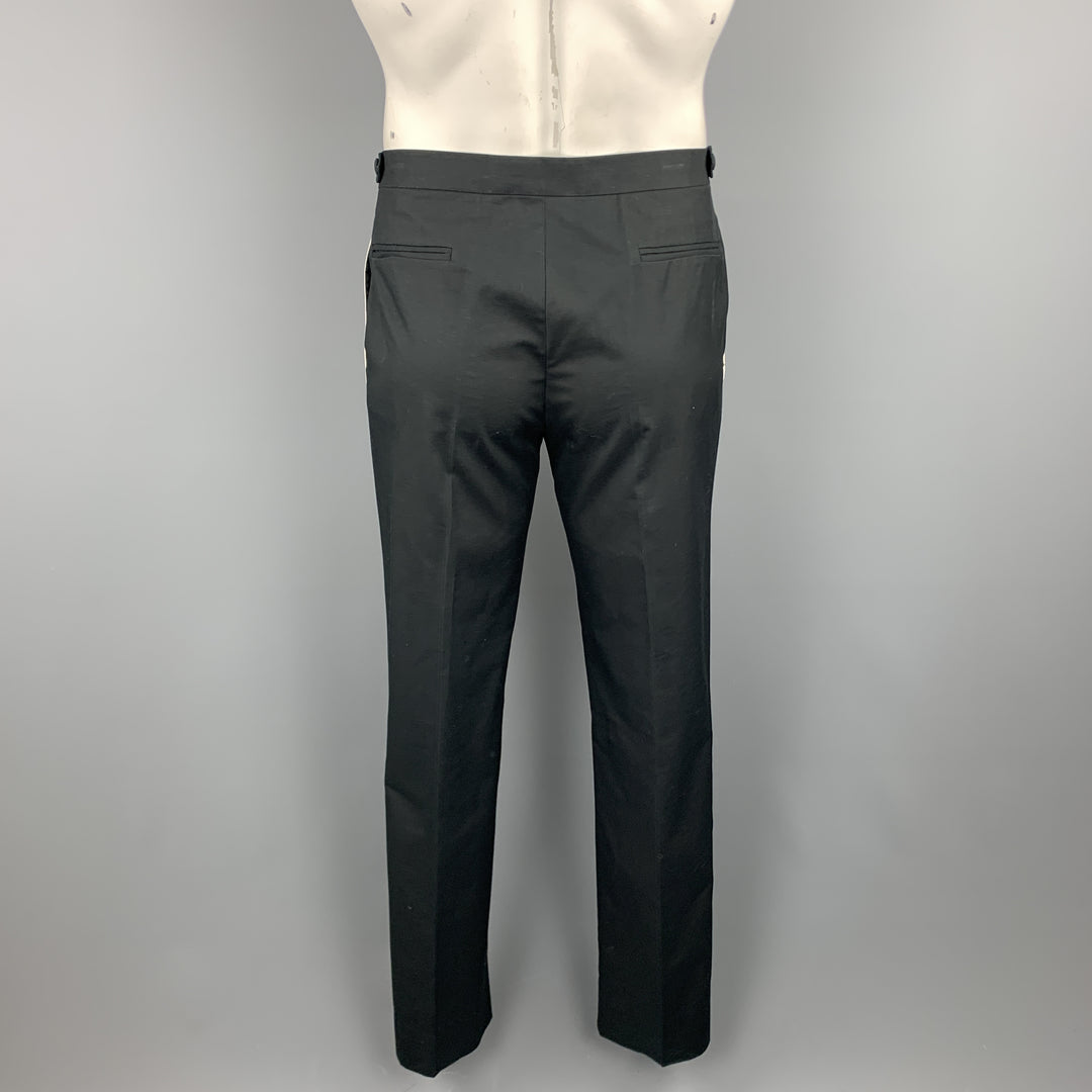 MAISON MARTIN MARGIELA Taille 36 Pantalon habillé à rayures blanches en coton noir