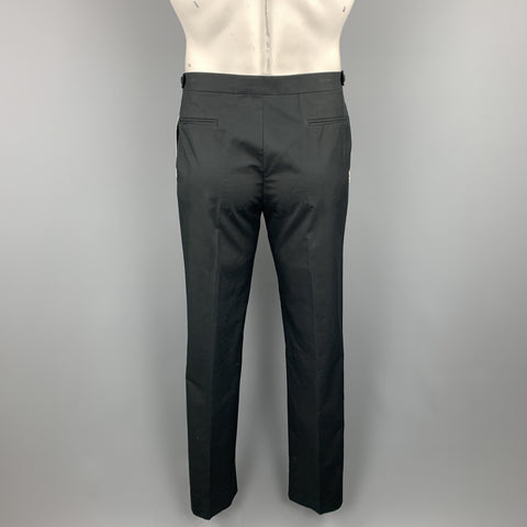 MAISON MARTIN MARGIELA Size 36 Black Cotton White Stripe Dress Pants