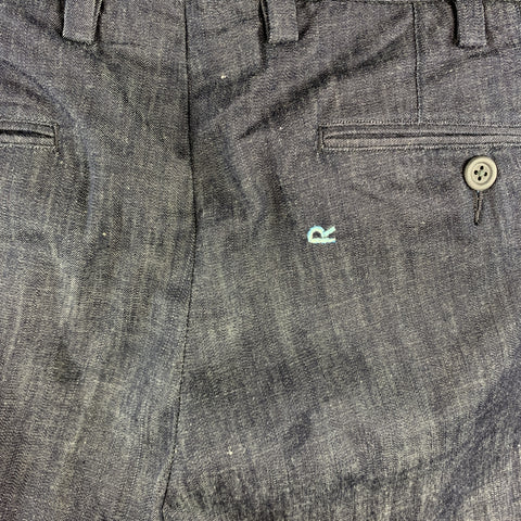 45rpm Size 34 x 34 Navy Heather Cotton Chambray Zip Fly Casual Flat Front Pants