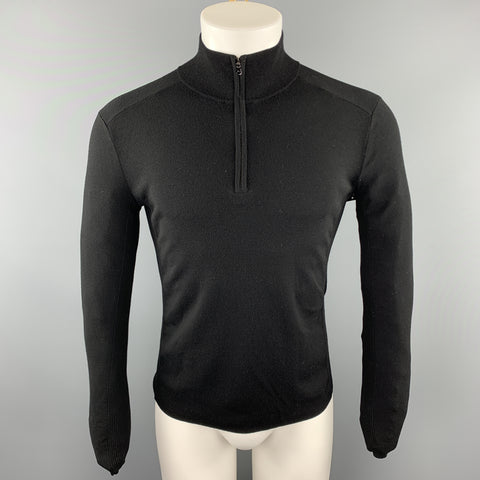 RALPH LAUREN Size S Black Wool Blend Half Zip Pullover