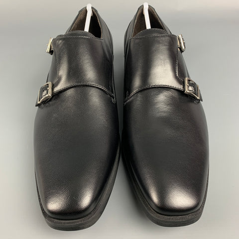 BRUNO MAGLI Size 8 Black Leather Double Monk Strap Loafers