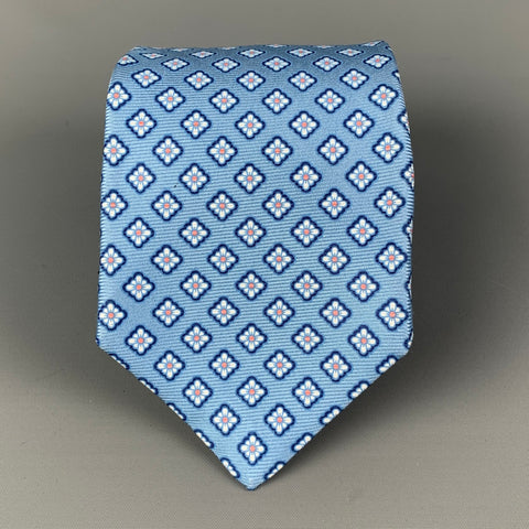 KITON Light Blue Abstract Floral Silk Tie