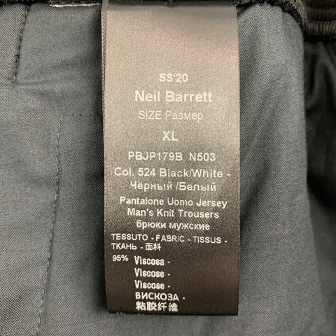 NEIL BARRETT Size XL Black White Stripe Viscose Casual Pants