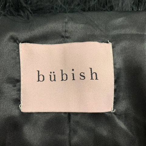 BUBISH Size M Black Polyester Feathers Cropped Jacket