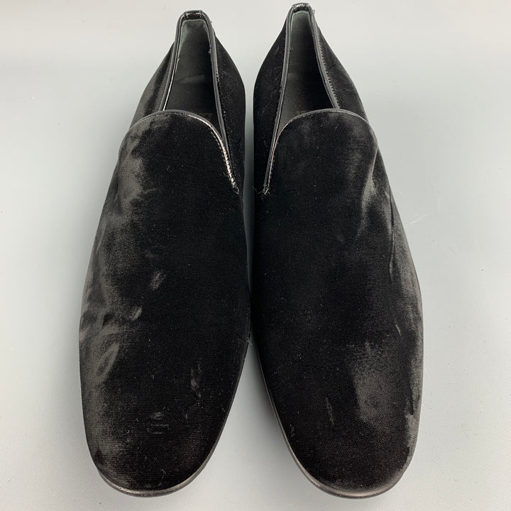 SALVATORE FERRAGAMO Size 11 Black Velvet Slip On Loafers