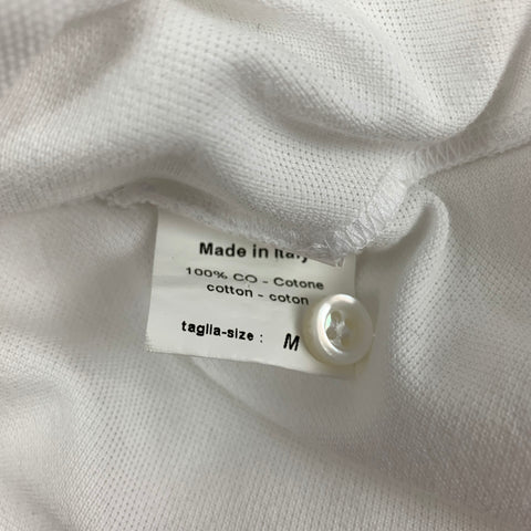 ISAIA Size M White Navy Embroidery Cotton Short Sleeve Polo