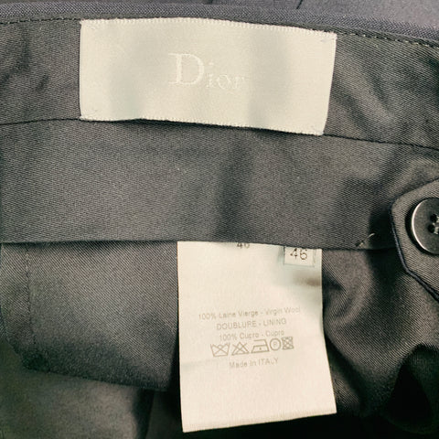 DIOR HOMME Size 30 Navy Virgin Wool Flat Front Dress Pants