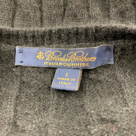 BROOKS BROTHERS Size L Black Knitted Cashmere Sweater
