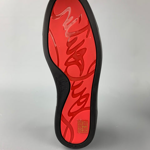 CHRISTIAN LOUBOUTIN Louis Junior Spikes Size 9 Black Leather Lace Up Sneakers