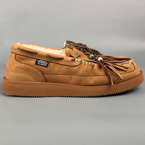 SUICOKE Alanui Size 11 Brown Suede Leather Fringed Loafers
