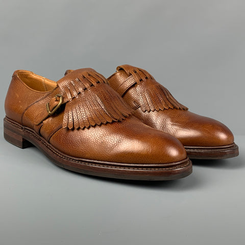 RALPH LAUREN Size 11.5 Tan Fringe Leather Lace Up Shoes
