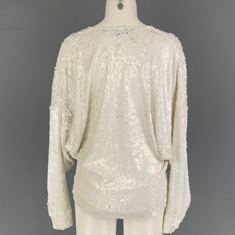 IRO Size S White Nylon Sequined V-Neck Dress Top