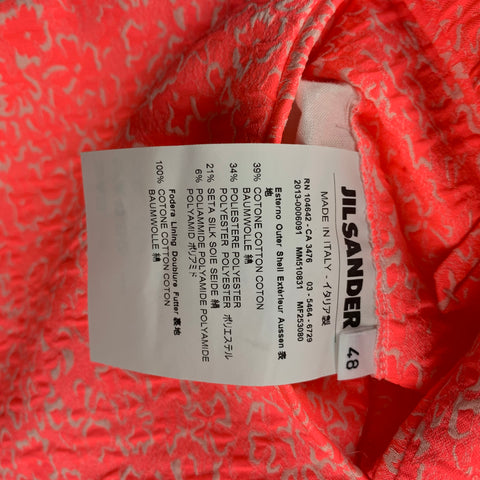 JIL SANDER Size 32 Pink & White Jacquard Cotton Blend Pleated Shorts