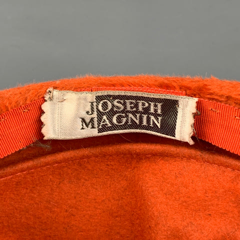 Vintage JOSEPH MAGNIN Orange Felt Round Hat