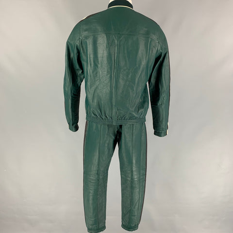 BALLY by Pablo Coppola SS 17 Size S Green White Stripe Leather 2 Piece Set