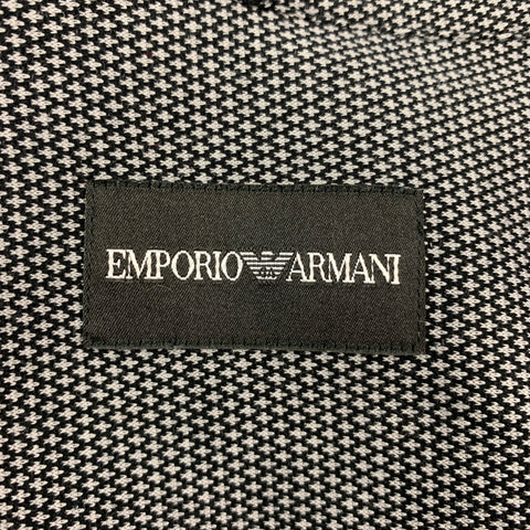 EMPORIO ARMANI Size L Grey & Black Nailhead Cotton Shawl Collar Long Sleeve Shirt