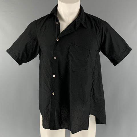 COMME des GARCONS Size S Black Polyester Asymmetrical Short Sleeve Shirt