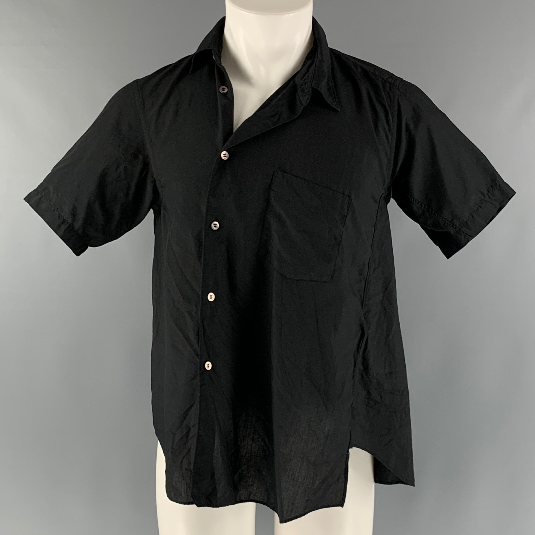 COMME des GARCONS Size S Black Polyester Asymmetrical Short Sleeve