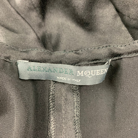 ALEXANDER MCQUEEN Talla 8 Blusa de mangas 3/4 de seda satinada negra