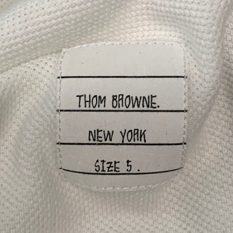 THOM BROWNE Size XL White Contrast Trim Cotton Short Sleeve T-shirt