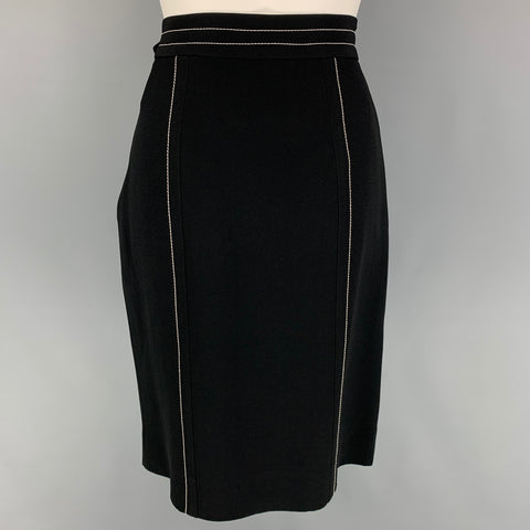 CHEAP and CHIC by MOSCHINO Size 12 Black Rayon Acetate Contrast Stitch Pencil Skirt