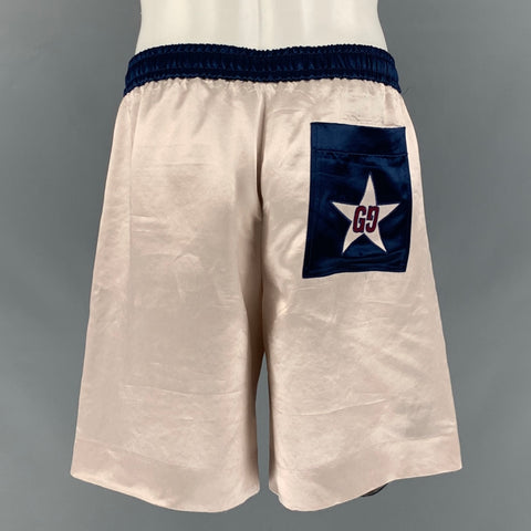 GUCCI Size M Blue Beige Color Block Acetate Athletic Shorts