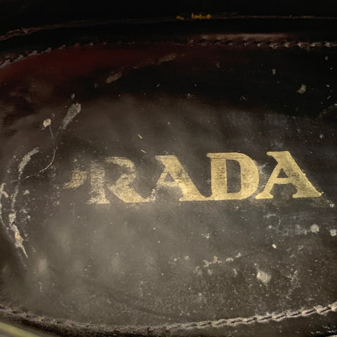PRADA Size 10.5 Black Perforated Leather Wingtip Lace Up Shoes