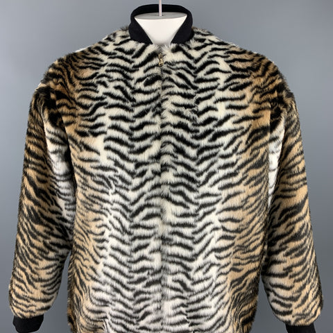 STELLA McCARTNEY Size S Black & Tan Tiger Faux Fur Jacket