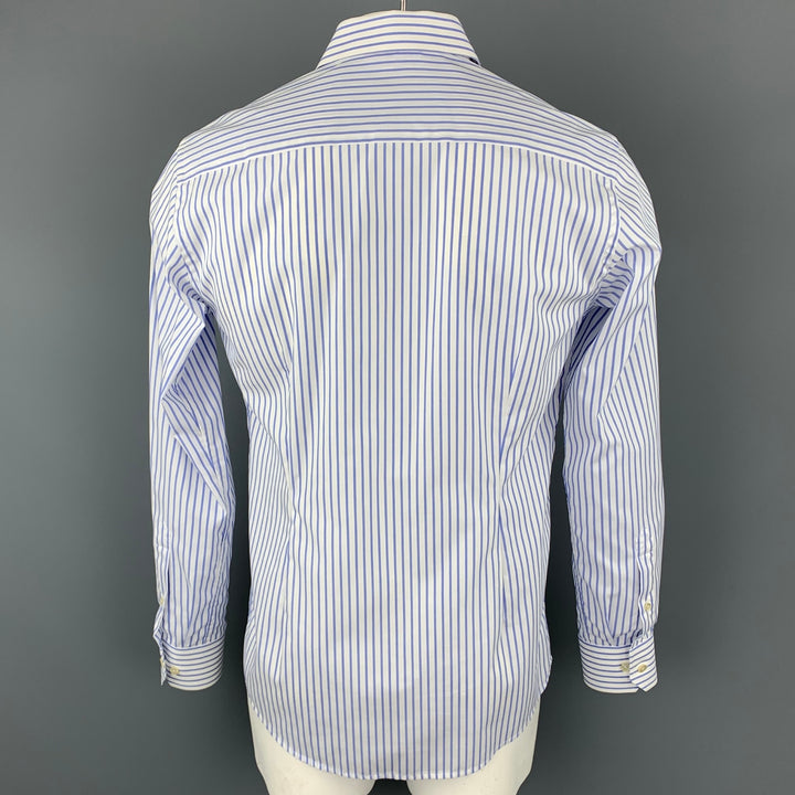 ETON Size M White & Blue Stripe Cotton Button Up Long Sleeve Shirt