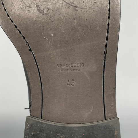 ANN DEMEULEMEESTER Taille 10 Bottes à fermeture éclair latérale en cuir noir