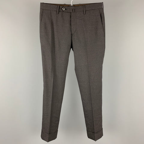 PT01 Size 30 Charcoal Virgin Wool Cuffed Dress Pants