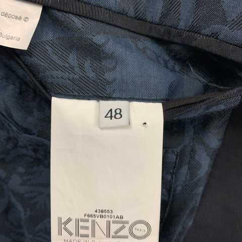 KENZO Size 38 Navy Blue Color Block Wool Mohair Notch Lapel Suit