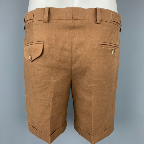 SPENCE BRYSON Size 30 Brown Linen Cuffed Shorts
