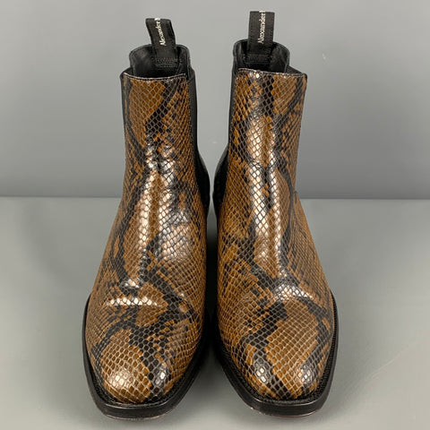 ALEXANDER MCQUEEN Size 8 Brown Black Animal Print Leather Pull On Boots