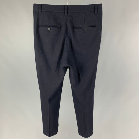 ROBERT GELLER Size 32 Navy Wool High Waisted Dress Pants