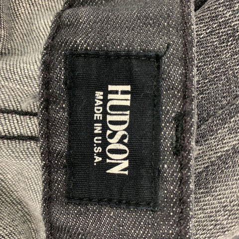 HUDSON Size 32 Gray Wash Cotton Straight Jeans