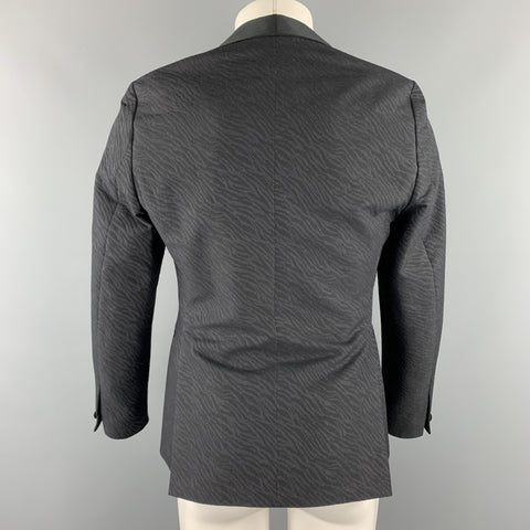 J. LINDEBERG Size 34 Black Jacquard Cotton / Wool Shawl Collar Single Button Sport Coat