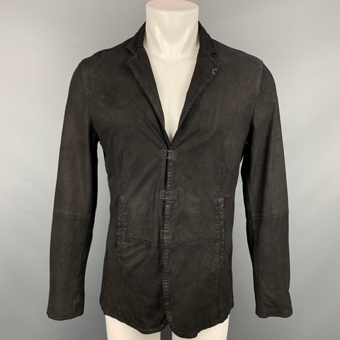 JOHN VARVATOS Size S Black Distressed Suede Notch Lapel Jacket